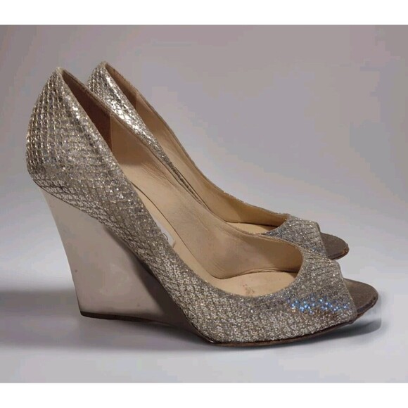 Jimmy Choo Mirror Sparkle wedged heel Sz 36 / 5.5 - Picture 1 of 16